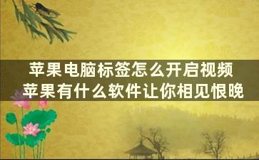 苹果电脑标签怎么开启视频 苹果有什么软件让你相见恨晚